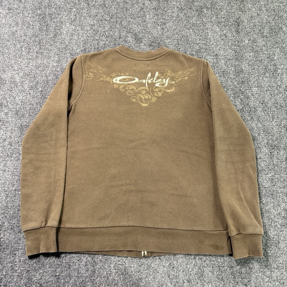 Y2K Oakley Full Zip Sweatshirt Women's Medium Brown Skater Grunge Software